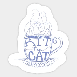 Kitty Cat - Tea Lover Lettering Art - Visual Pun - Mug - Light Blue Sticker